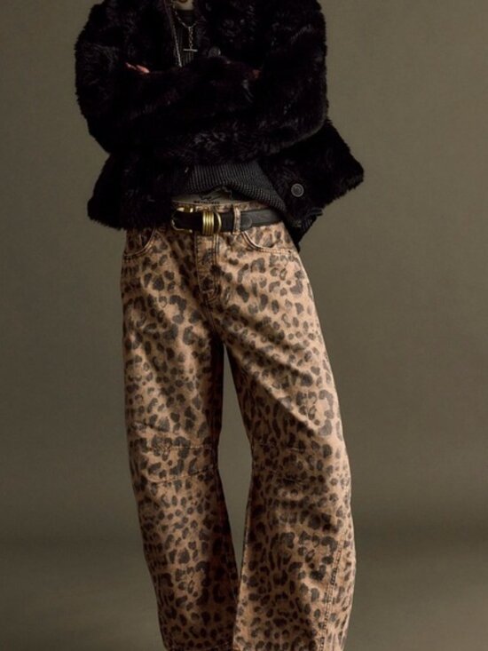 29 LONG We The Free People Good Luck Printed Barrel Jeans Cheetah Leopard Animal - Picture 5 of 13